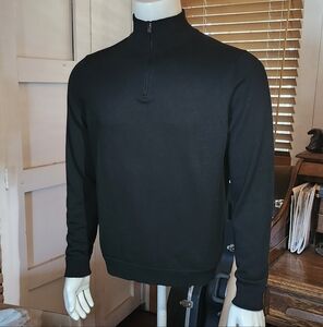 Nordstroms 100% Merino Wool Black Long Sleeve Mock Neck Shirt In Men's Size L.